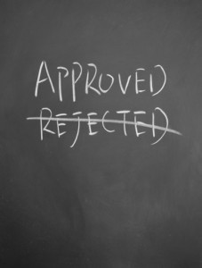 approved or rejected sign blackboard 