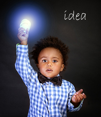 little genius boy lightbulb idea